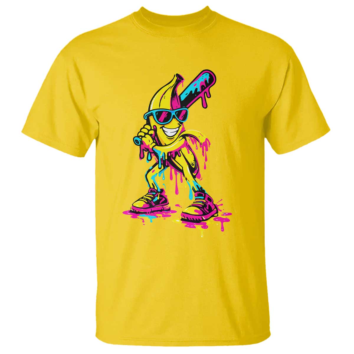 Funny Banana Baseball Drip Ice Cream Splatter T Shirt TS11 Daisy Print Your Wear