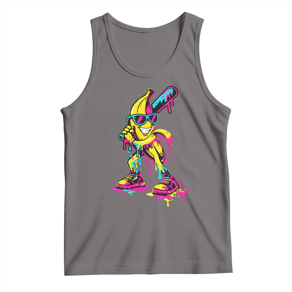 Funny Banana Baseball Drip Ice Cream Splatter Tank Top TS11 Deep Heather Print Your Wear