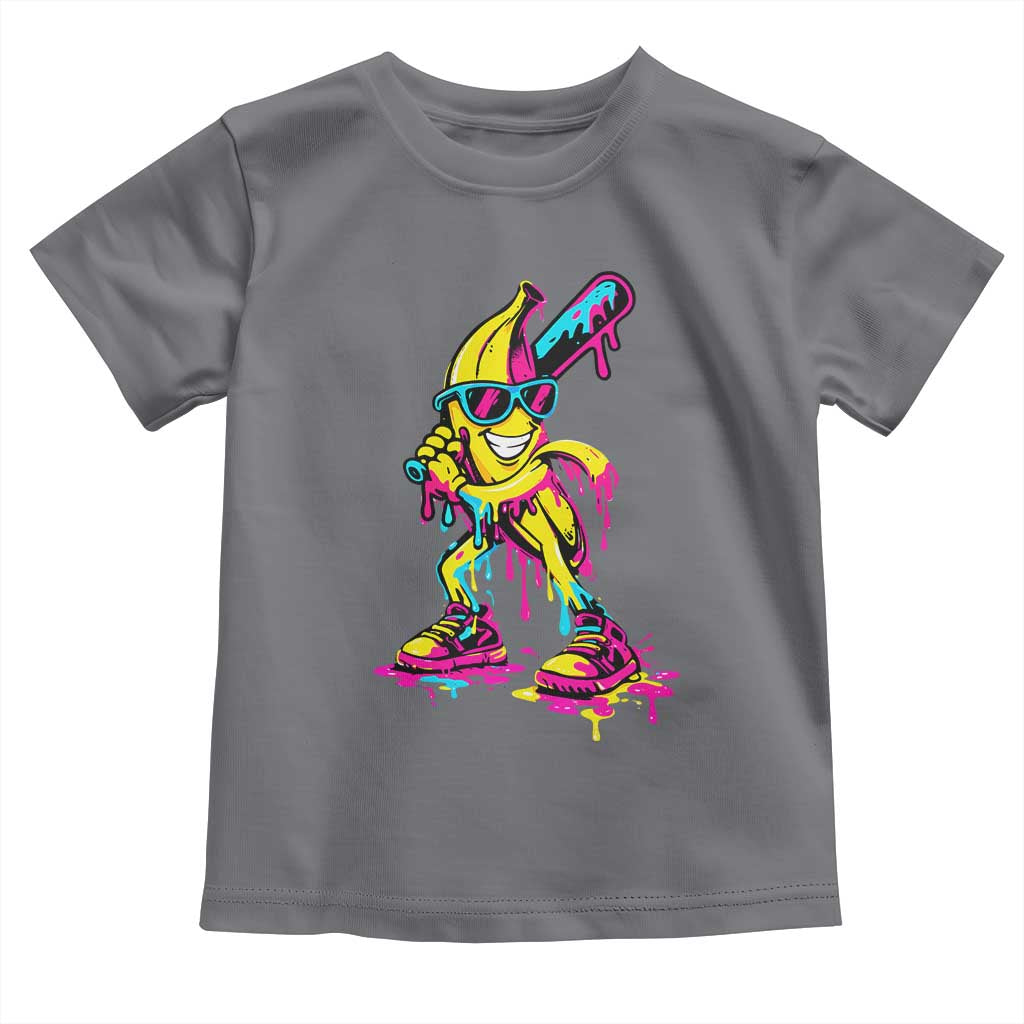 Funny Banana Baseball Drip Ice Cream Splatter Toddler T Shirt TS11 Charcoal Print Your Wear