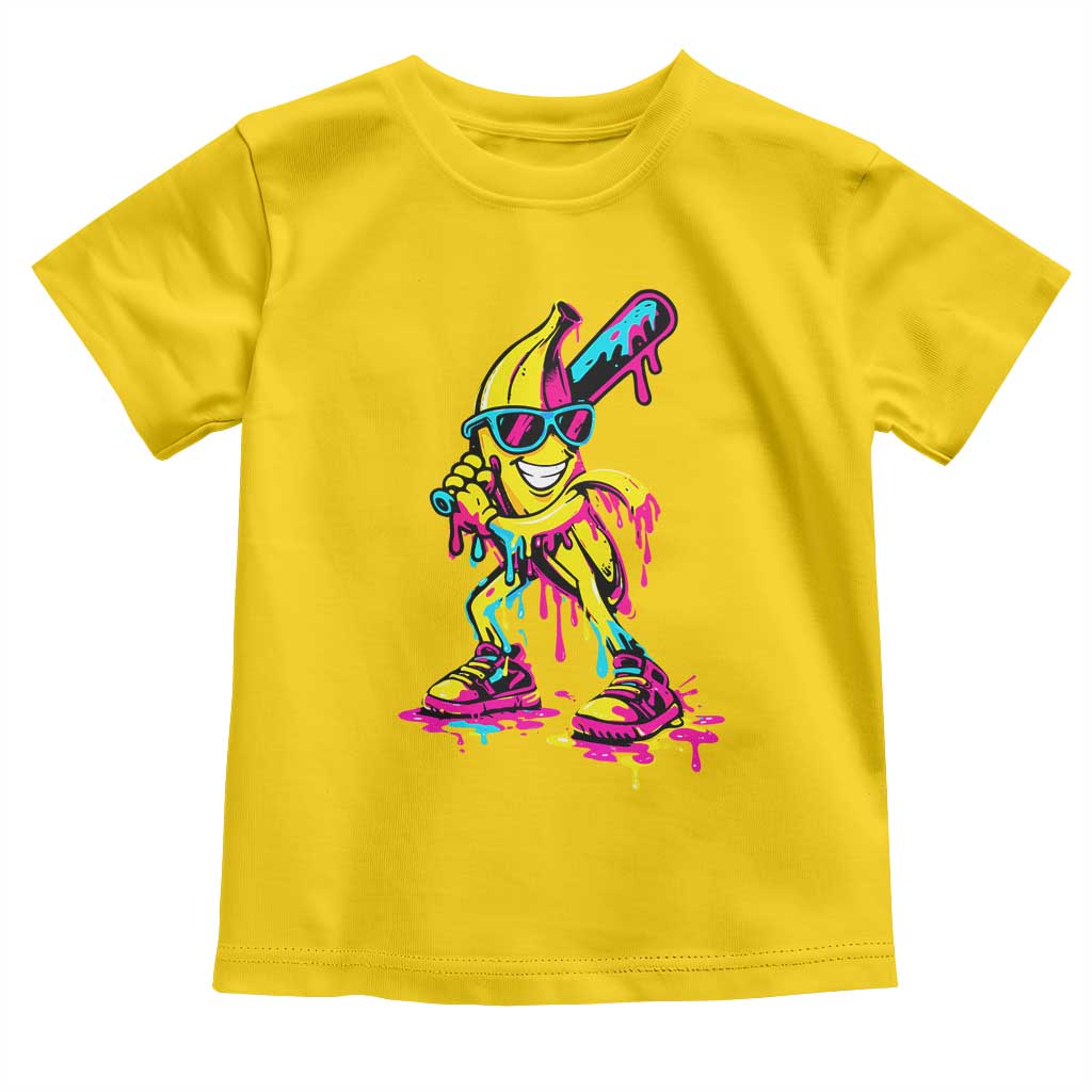 Funny Banana Baseball Drip Ice Cream Splatter Toddler T Shirt TS11 Daisy Print Your Wear