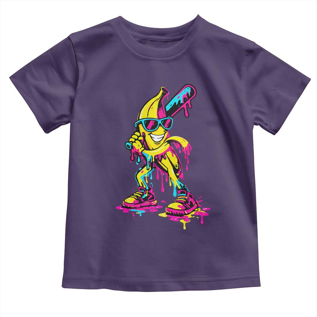 Funny Banana Baseball Drip Ice Cream Splatter Toddler T Shirt TS11 Purple Print Your Wear