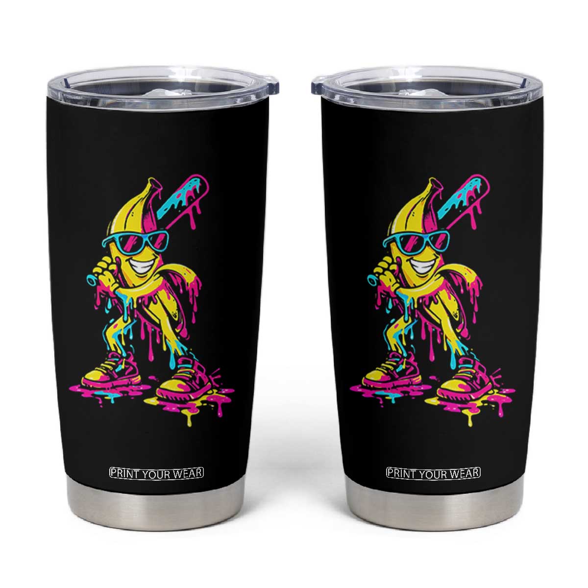 Funny Banana Baseball Drip Ice Cream Splatter Tumbler Cup TS11 Black Print Your Wear