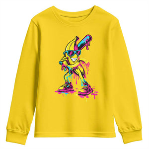 Funny Banana Baseball Drip Ice Cream Splatter Youth Sweatshirt TS11 Daisy Print Your Wear