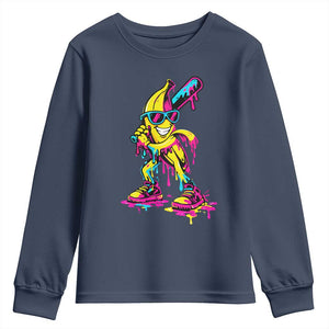 Funny Banana Baseball Drip Ice Cream Splatter Youth Sweatshirt TS11 Navy Print Your Wear