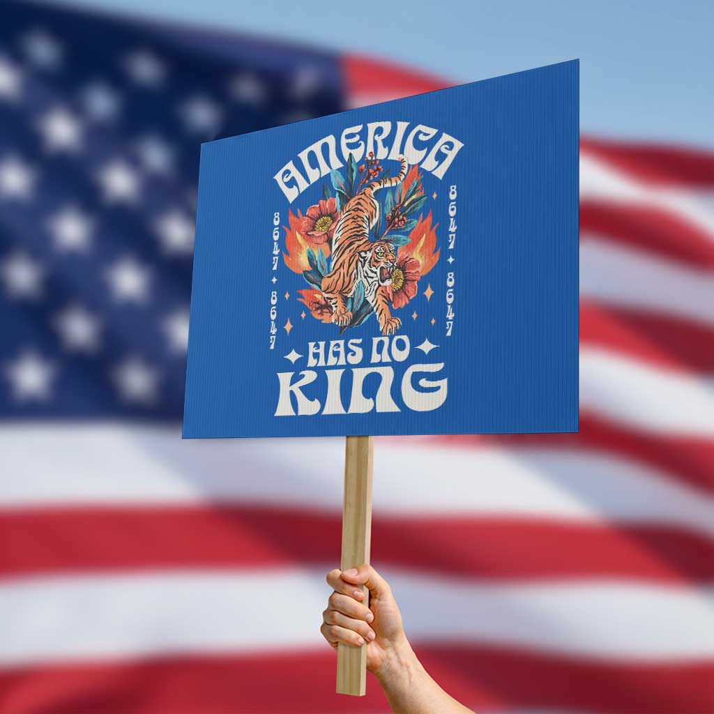 Funny America Has No King 8647 Protest Sign Vintage Boho Orange Tiger TS11 Horizontal 18