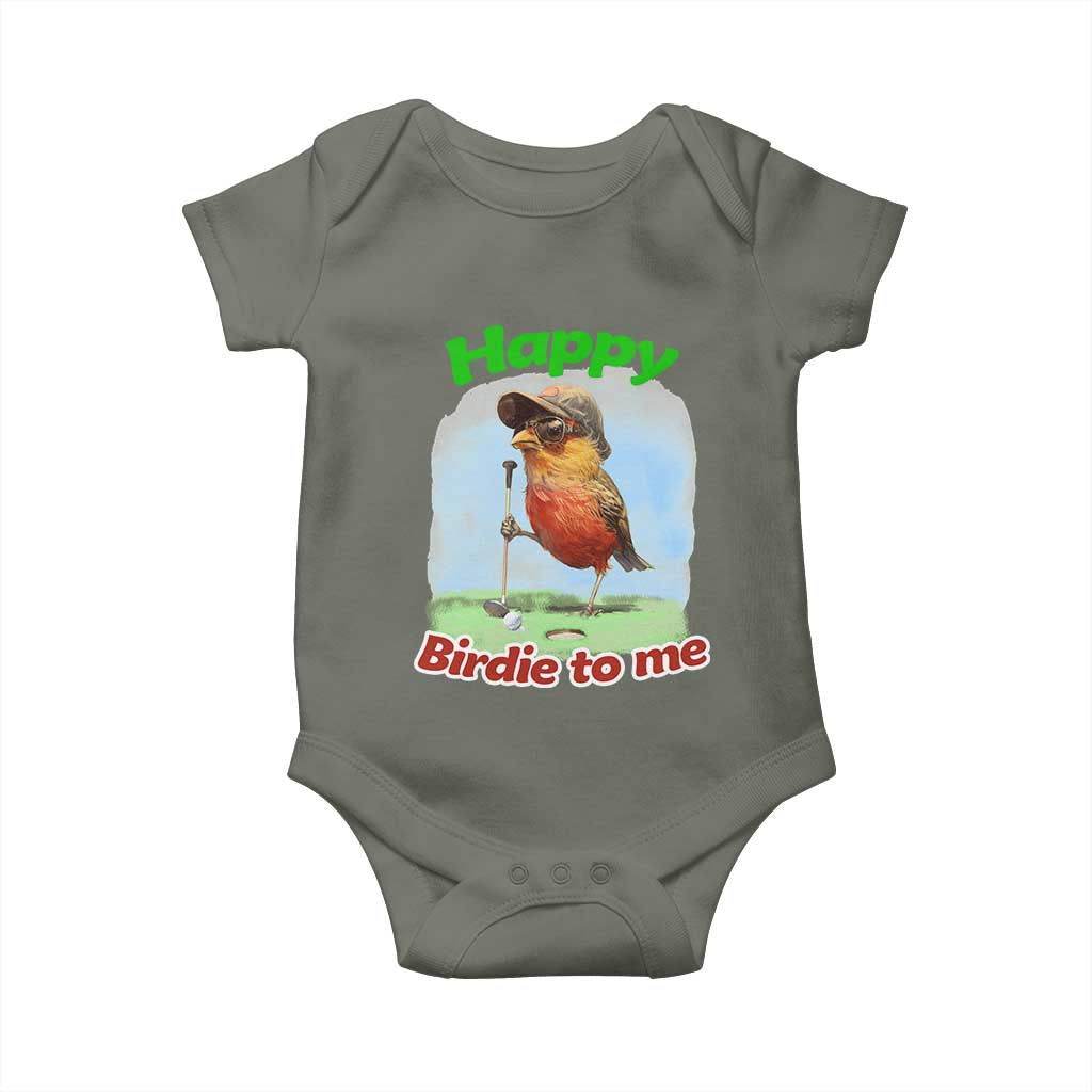 Funny Golf Birthday Baby Onesie Happy Birdie To Me Golf Player TS11 Military Green Print Your Wear