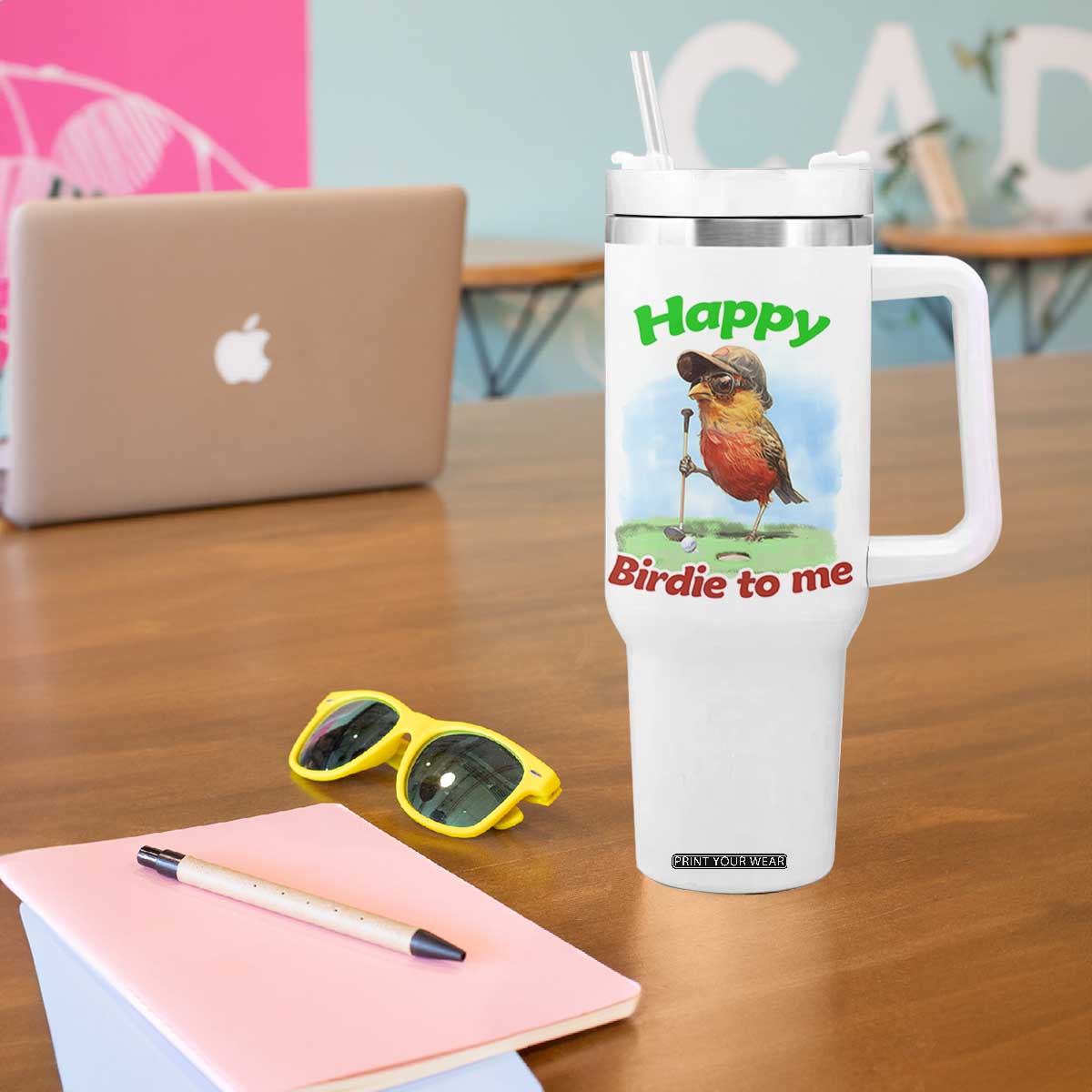 Funny Golf Birthday Tumbler With Handle Happy Birdie To Me Golf Player TS11 Print Your Wear