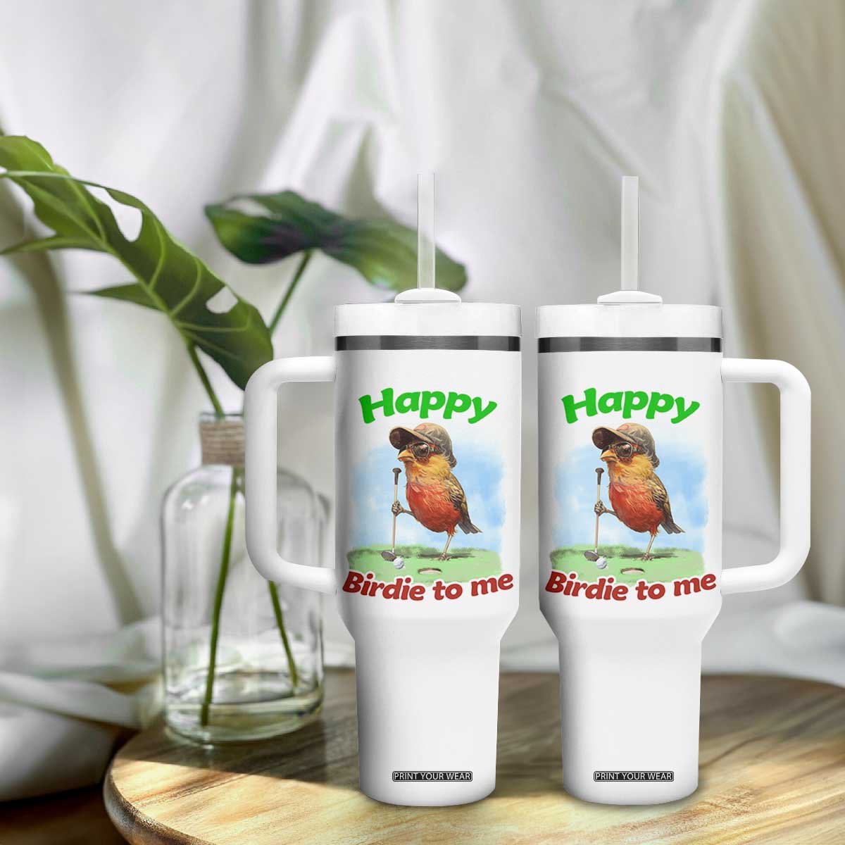 Funny Golf Birthday Tumbler With Handle Happy Birdie To Me Golf Player TS11 Print Your Wear