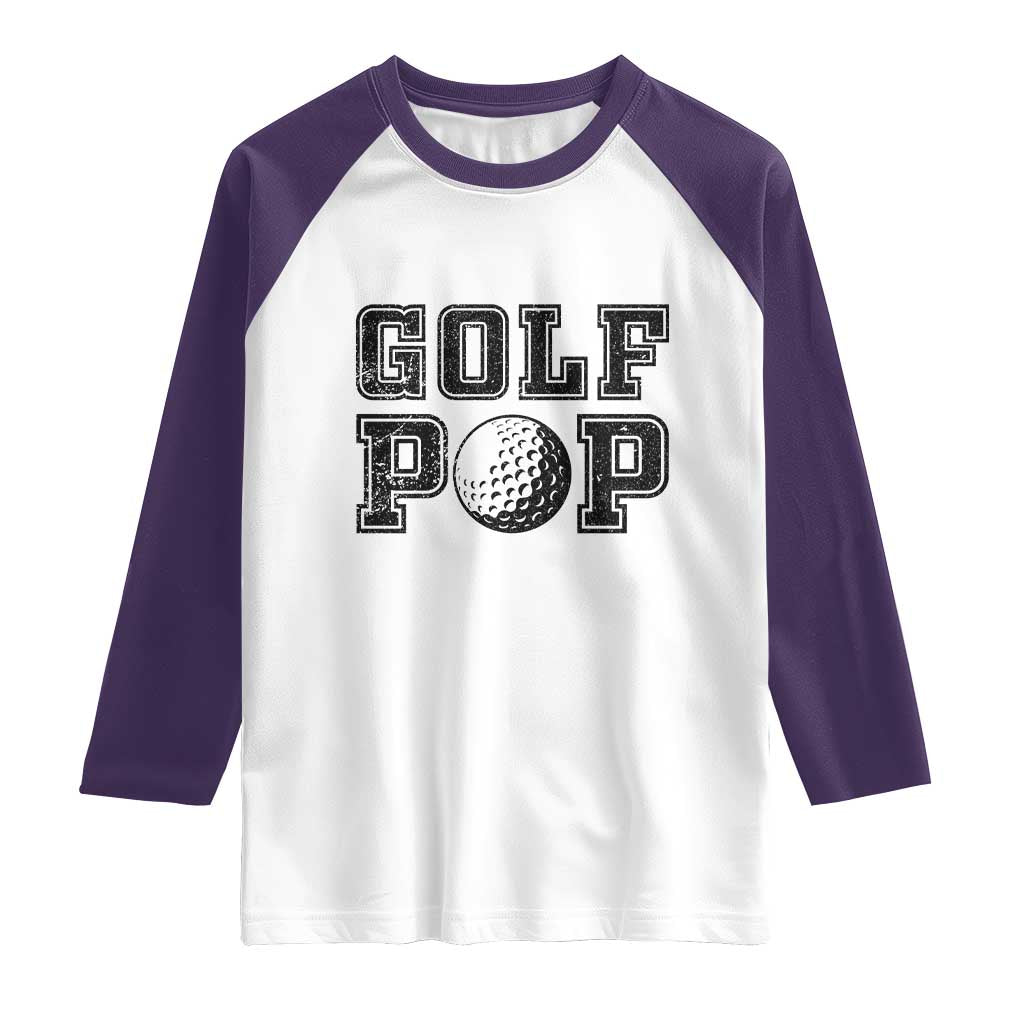 Golf Dad Raglan Shirt Golf Pop Master Father's Day TS11 White Purple Print Your Wear