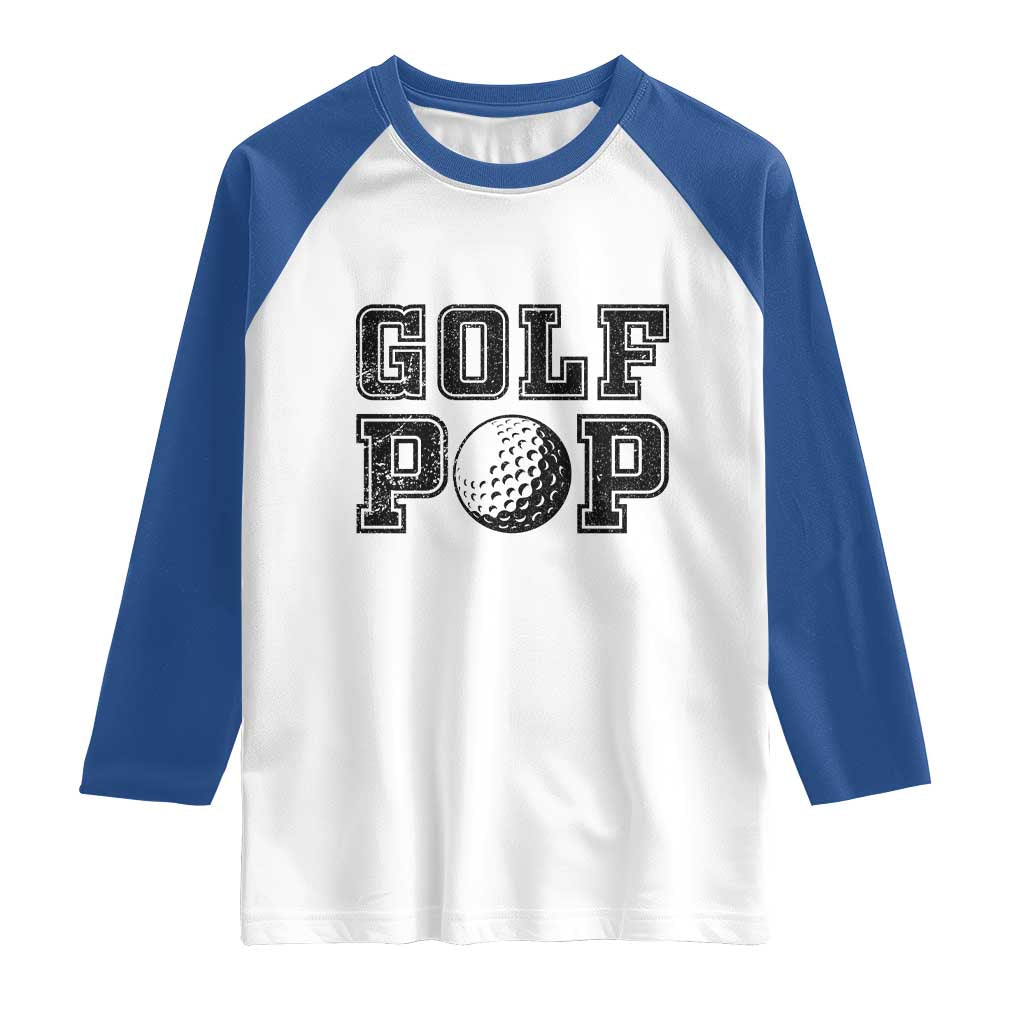 Golf Dad Raglan Shirt Golf Pop Master Father's Day TS11 White Royal Print Your Wear