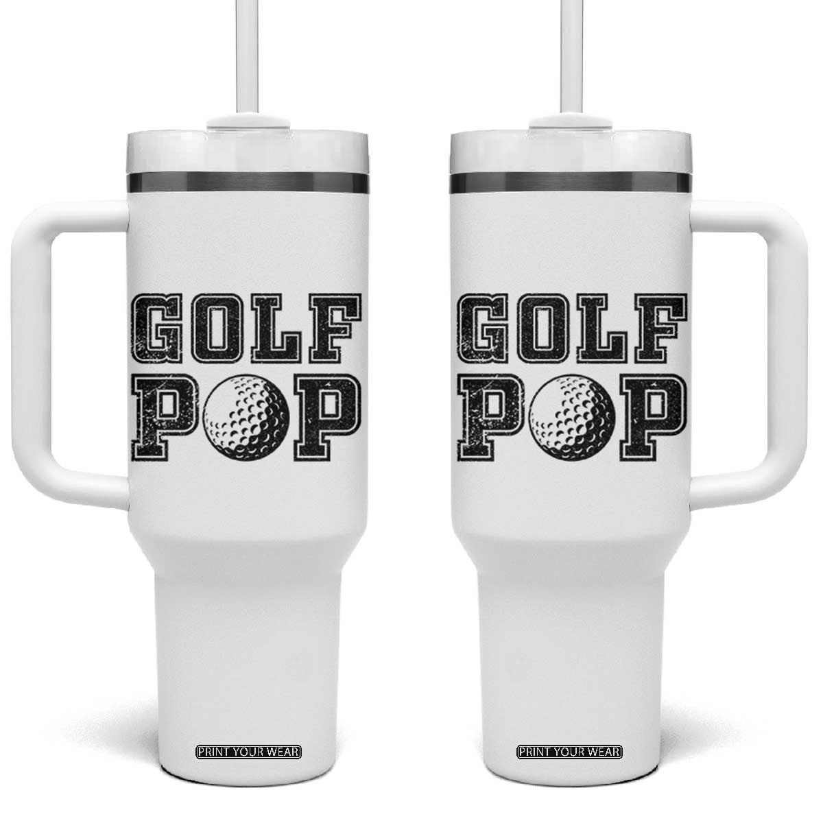 Golf Dad Tumbler With Handle Golf Pop Master Father's Day TS11 One Size: 40 oz White Print Your Wear