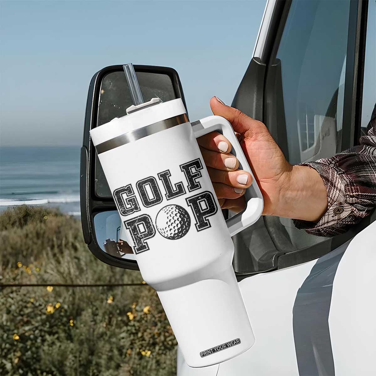 Golf Dad Tumbler With Handle Golf Pop Master Father's Day TS11 Print Your Wear