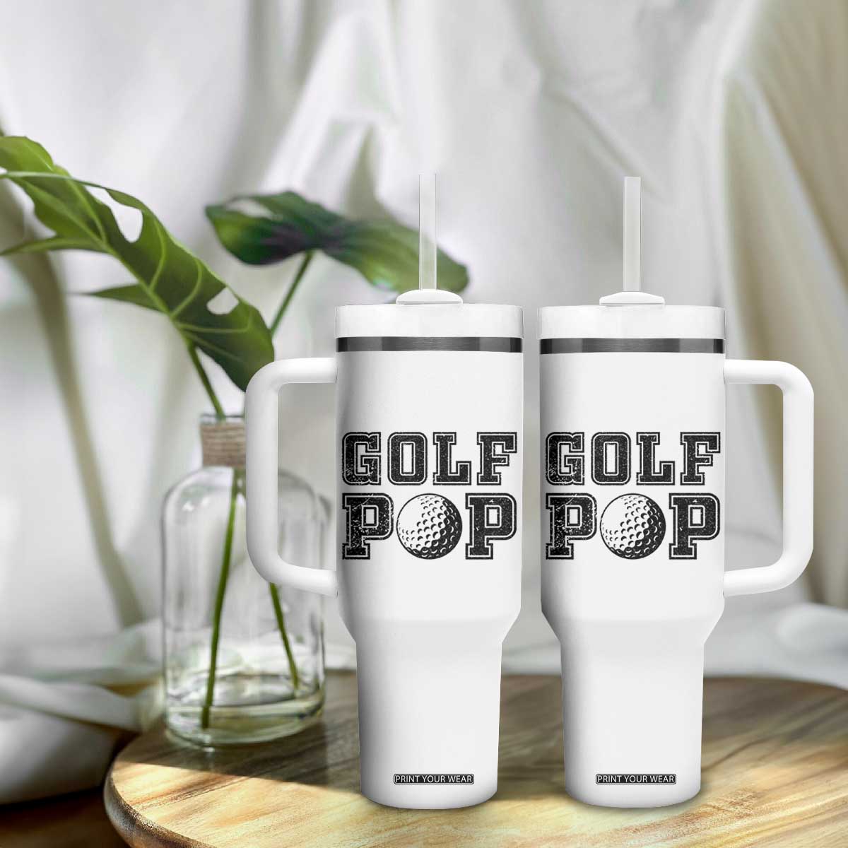 Golf Dad Tumbler With Handle Golf Pop Master Father's Day TS11 Print Your Wear