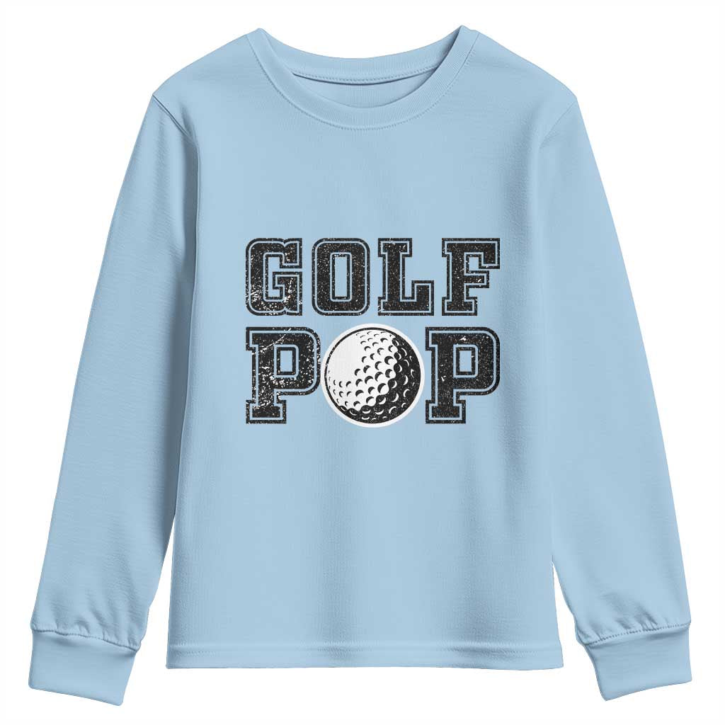 Golf Dad Youth Sweatshirt Golf Pop Master Father's Day TS11 Light Blue Print Your Wear