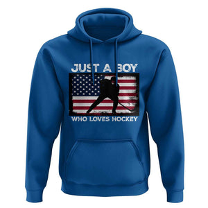 Ice Hockey Lover Hoodie Just A Boy Who Loves Hockey USA Flag TS11 Royal Blue Print Your Wear