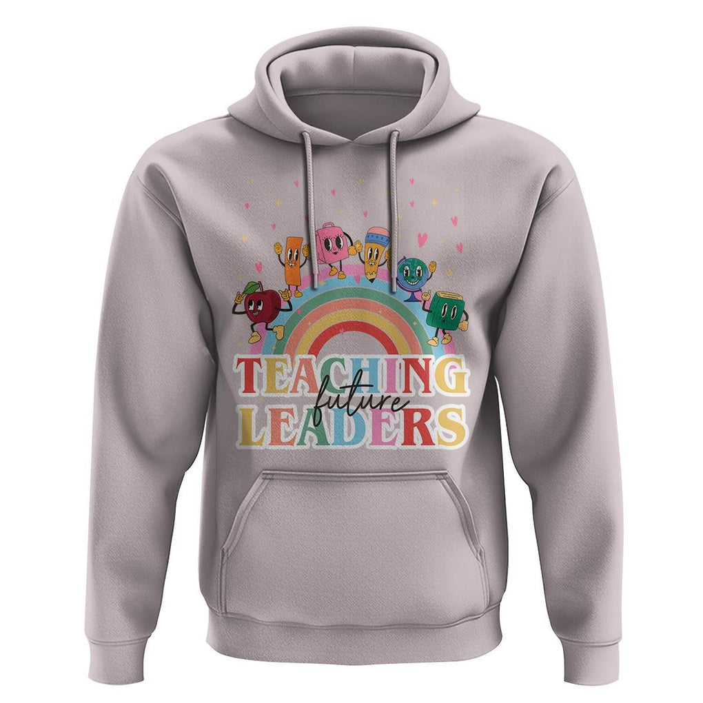 Teacher Hoodie Teaching Future Leaders Retro Groovy Education Back To School TS11 Ice Gray Print Your Wear