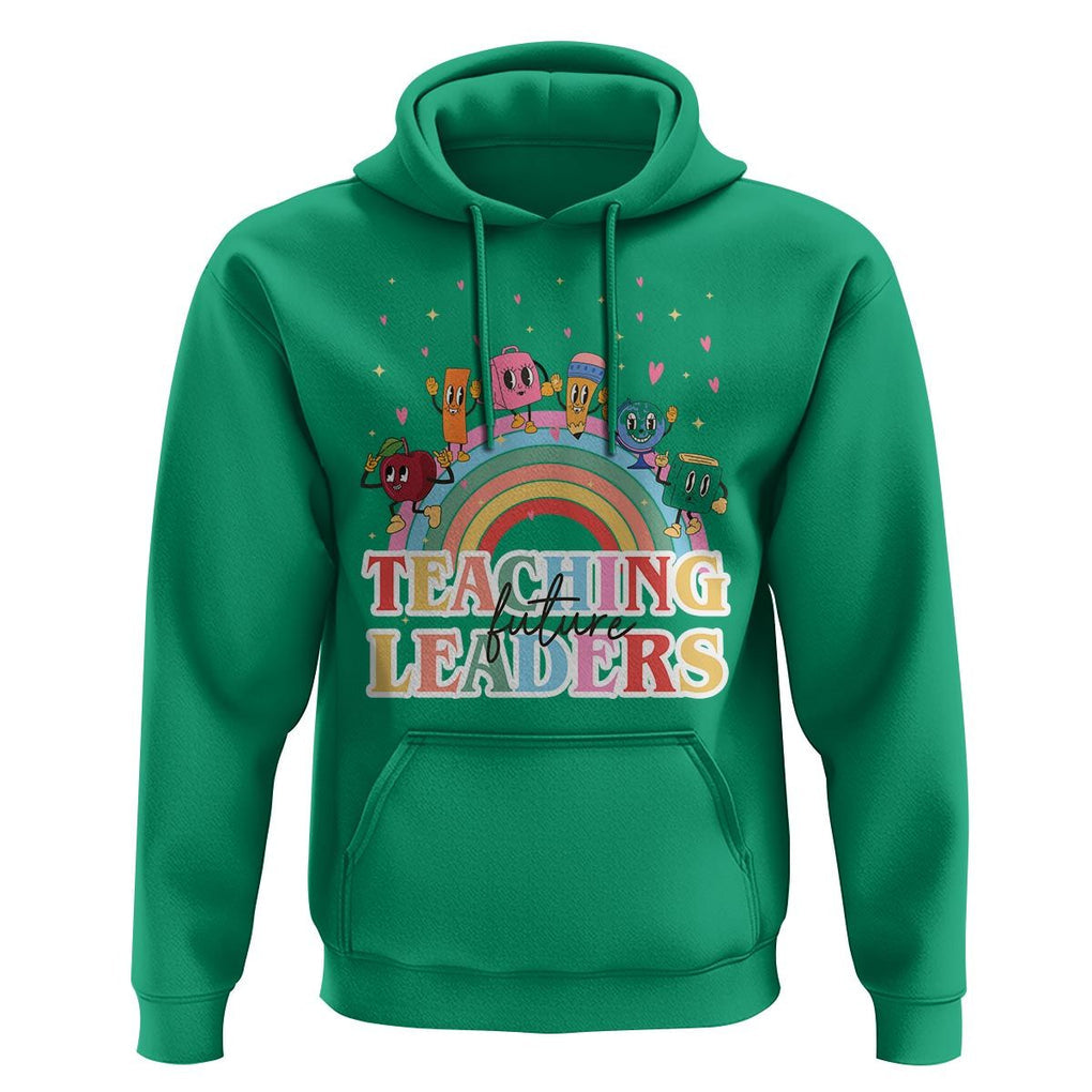 Teacher Hoodie Teaching Future Leaders Retro Groovy Education Back To School TS11 Irish Green Print Your Wear