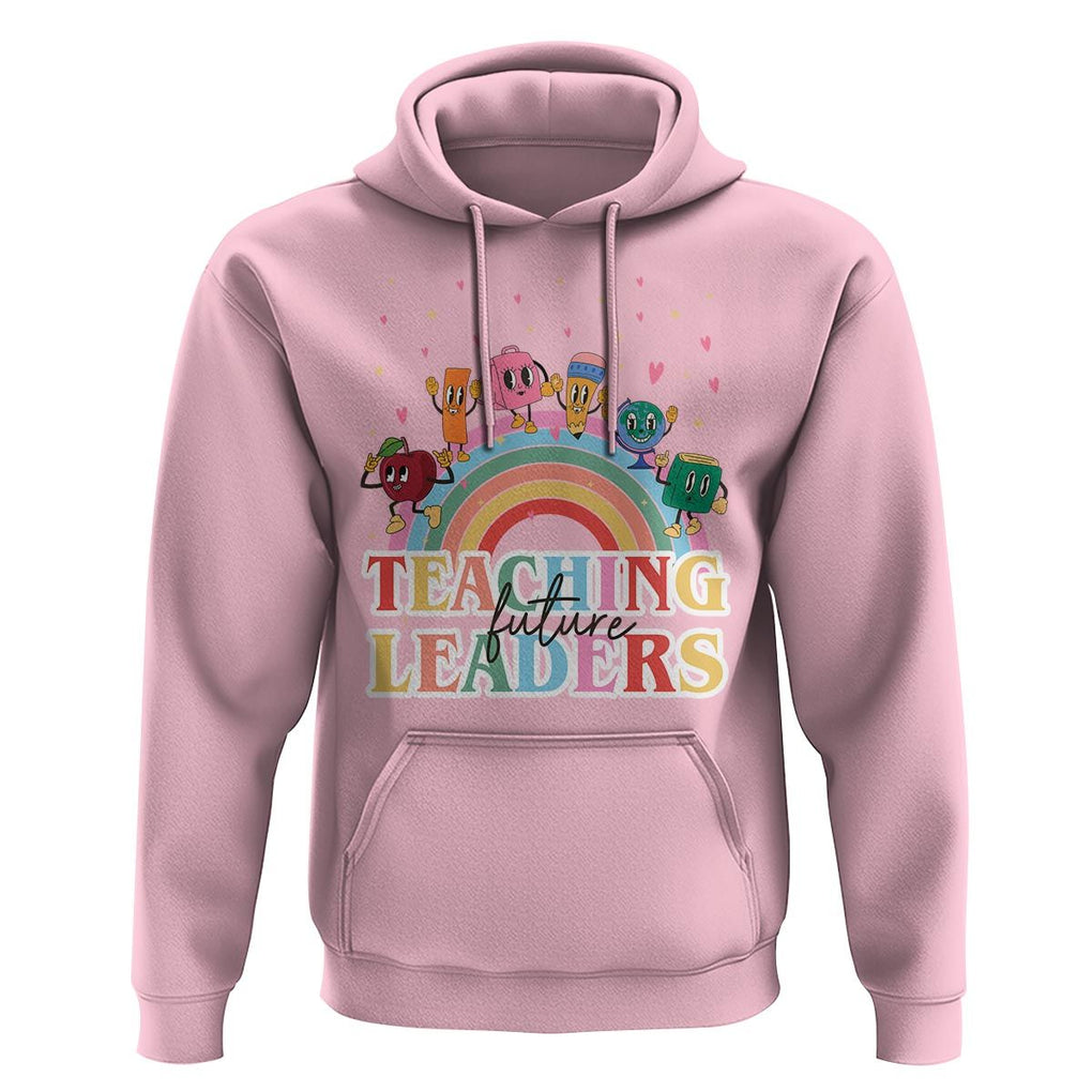 Teacher Hoodie Teaching Future Leaders Retro Groovy Education Back To School TS11 Light Pink Print Your Wear