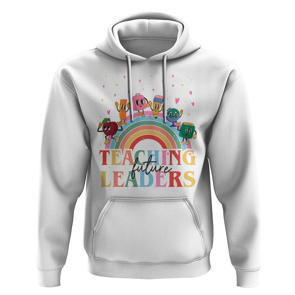 Teacher Hoodie Teaching Future Leaders Retro Groovy Education Back To School TS11 White Print Your Wear