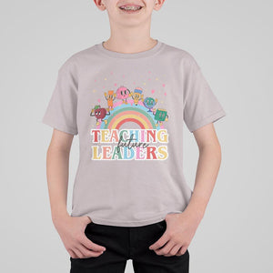 Teacher T Shirt For Kid Teaching Future Leaders Retro Groovy Education Back To School TS11 Ice Gray Print Your Wear