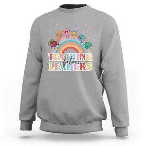 Teacher Sweatshirt Teaching Future Leaders Retro Groovy Education Back To School TS11 Sport Gray Print Your Wear