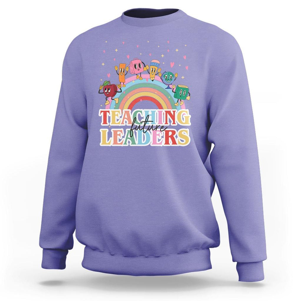 Teacher Sweatshirt Teaching Future Leaders Retro Groovy Education Back To School TS11 Violet Print Your Wear