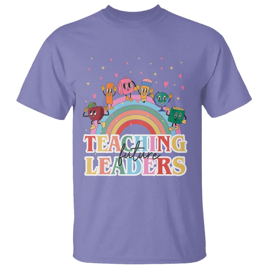 Teacher T Shirt Teaching Future Leaders Retro Groovy Education Back To School TS11 Violet Print Your Wear