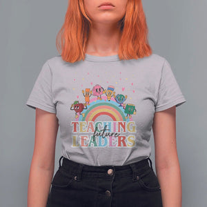 Teacher T Shirt For Women Teaching Future Leaders Retro Groovy Education Back To School TS11 Ice Gray Print Your Wear