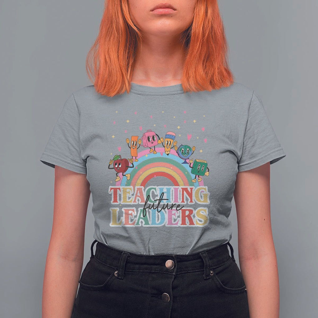 Teacher T Shirt For Women Teaching Future Leaders Retro Groovy Education Back To School TS11 Sport Gray Print Your Wear