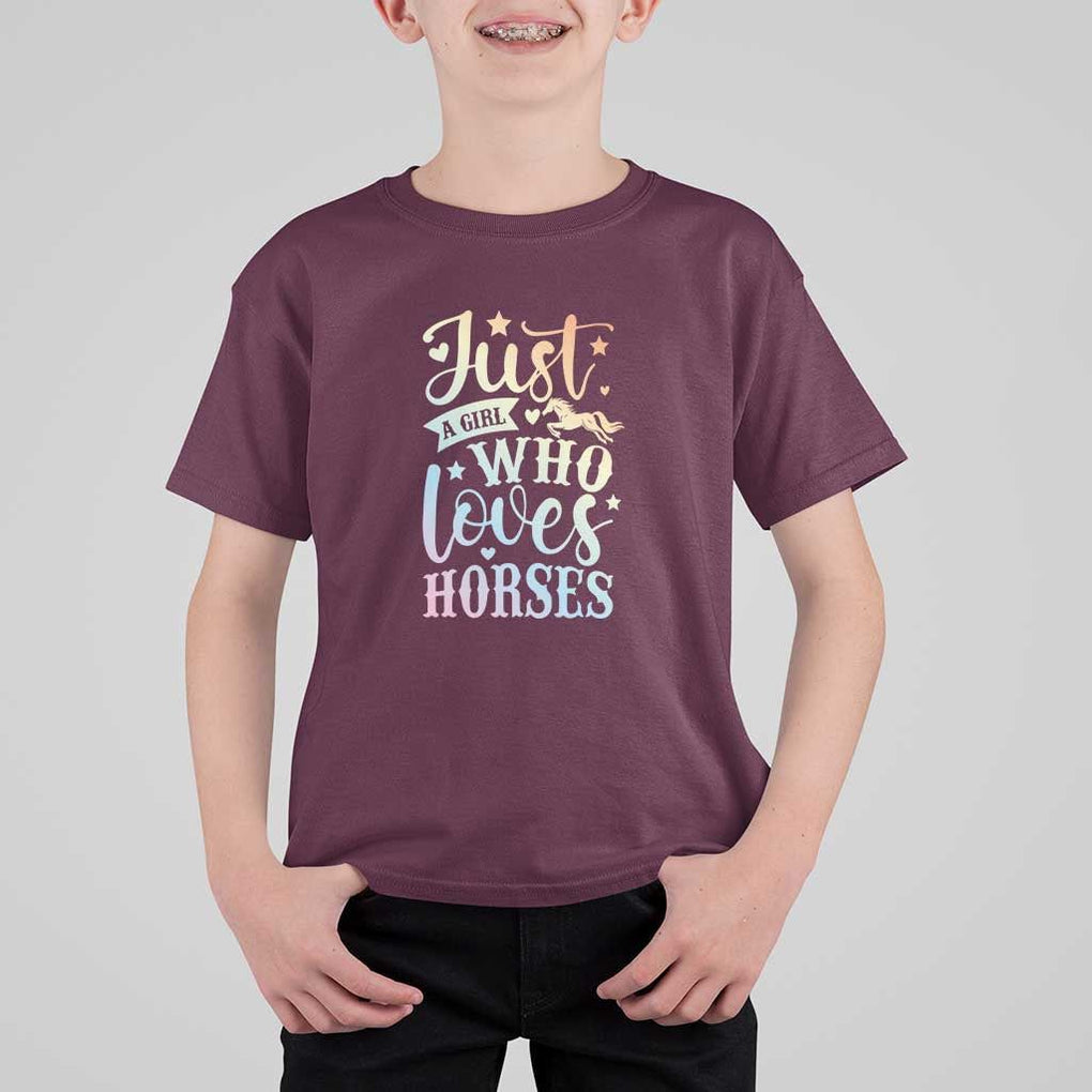 Horse Lover T Shirt For Kid Just A Girl Who Loves Horse TS11 Maroon Print Your Wear