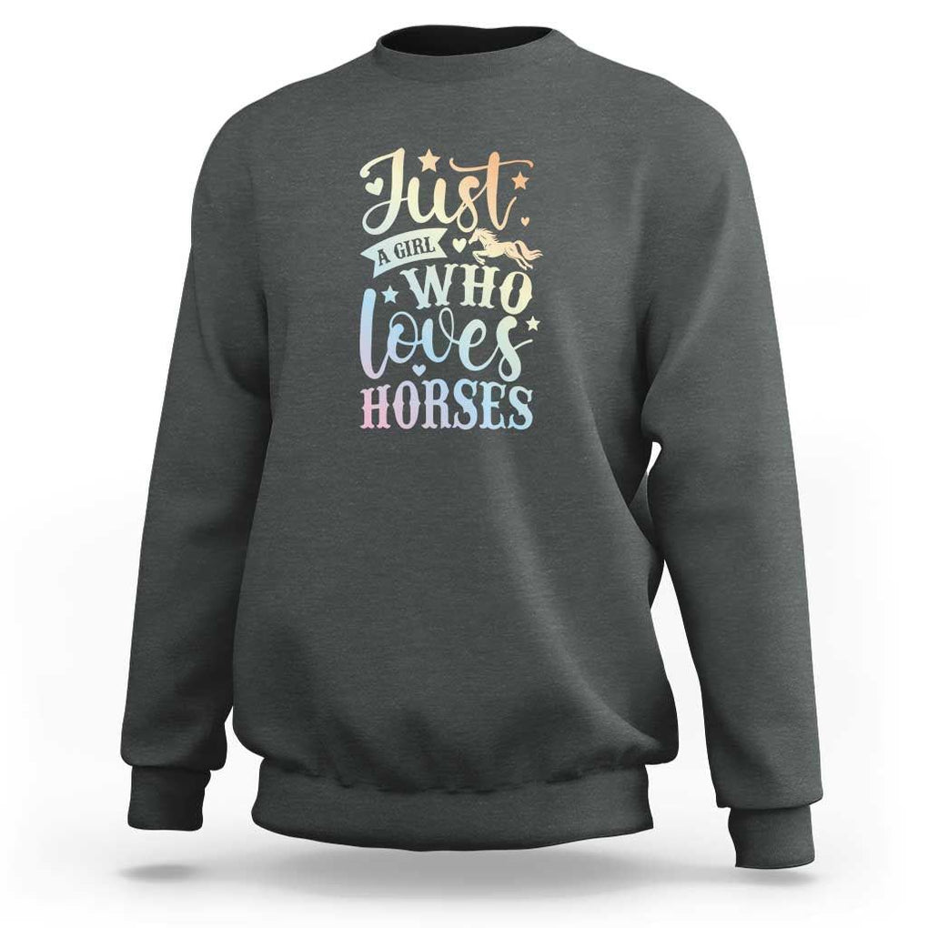 Horse Lover Sweatshirt Just A Girl Who Loves Horse TS11 Dark Heather Print Your Wear