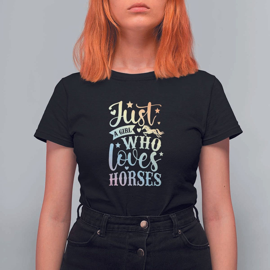 Horse Lover T Shirt For Women Just A Girl Who Loves Horse TS11 Black Print Your Wear