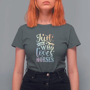 Horse Lover T Shirt For Women Just A Girl Who Loves Horse TS11 Dark Heather Print Your Wear