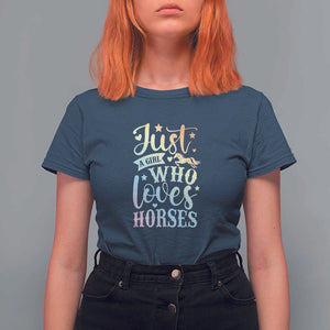 Horse Lover T Shirt For Women Just A Girl Who Loves Horse TS11 Navy Print Your Wear