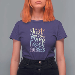 Horse Lover T Shirt For Women Just A Girl Who Loves Horse TS11 Purple Print Your Wear