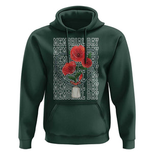 Decoration Day Hoodie Memorial Day Red Poppy Flower TS11 Dark Forest Green Print Your Wear