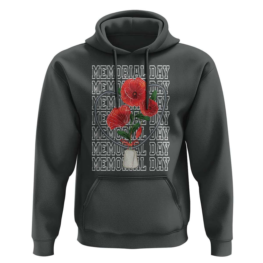 Decoration Day Hoodie Memorial Day Red Poppy Flower TS11 Dark Heather Print Your Wear