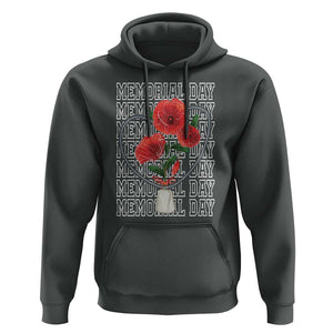 Decoration Day Hoodie Memorial Day Red Poppy Flower TS11 Dark Heather Print Your Wear
