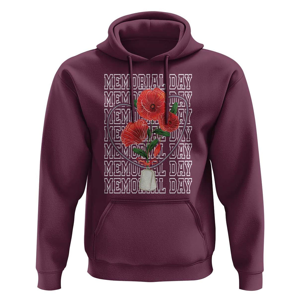 Decoration Day Hoodie Memorial Day Red Poppy Flower TS11 Maroon Print Your Wear