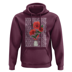 Decoration Day Hoodie Memorial Day Red Poppy Flower TS11 Maroon Print Your Wear