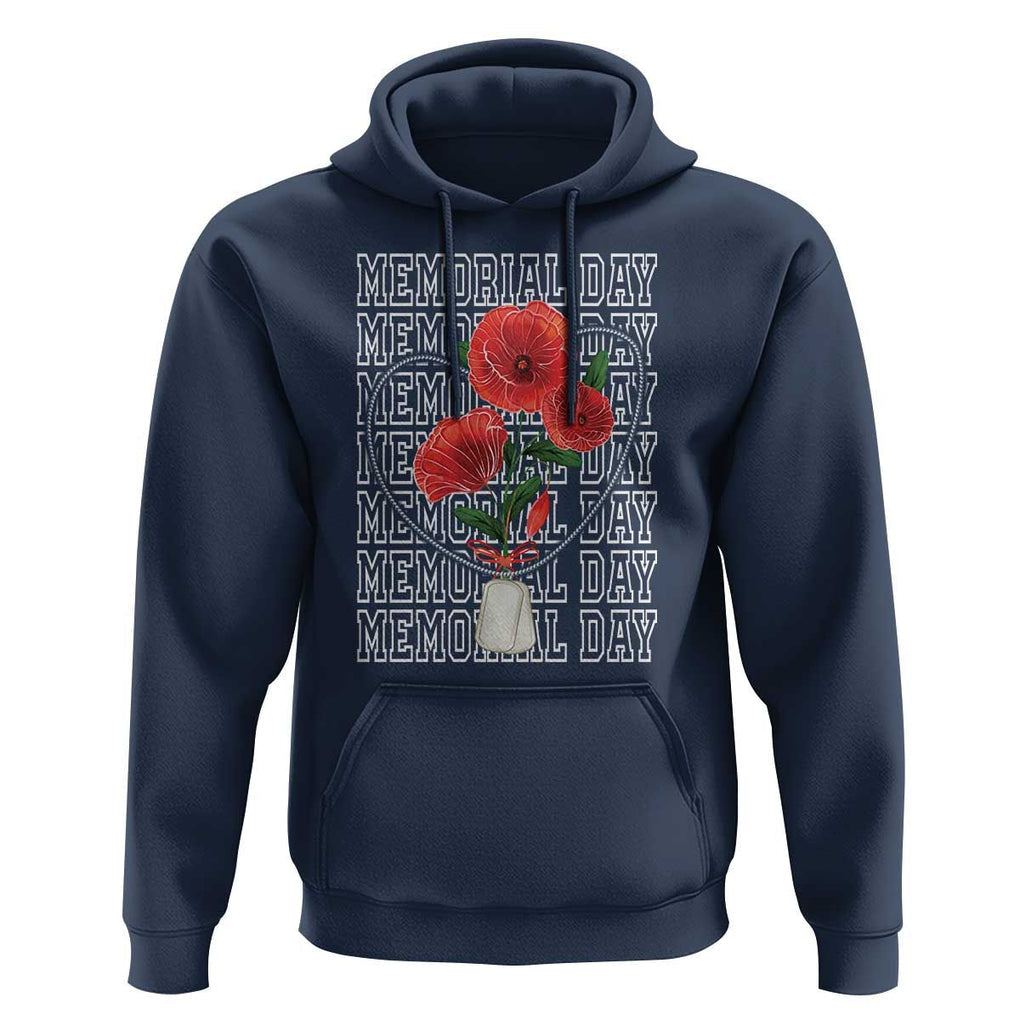 Decoration Day Hoodie Memorial Day Red Poppy Flower TS11 Navy Print Your Wear