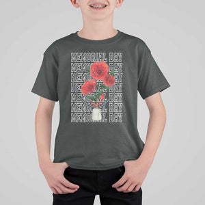 Decoration Day T Shirt For Kid Memorial Day Red Poppy Flower TS11 Dark Heather Print Your Wear