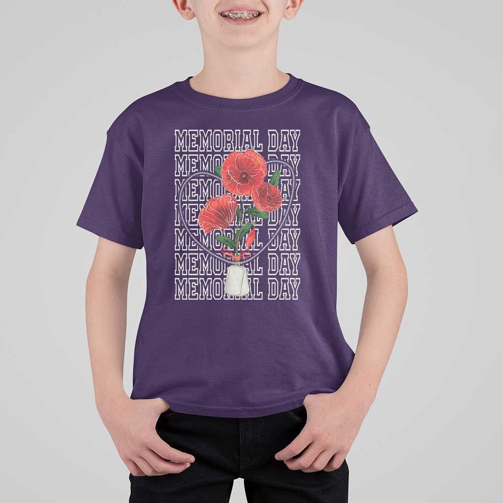 Decoration Day T Shirt For Kid Memorial Day Red Poppy Flower TS11 Purple Print Your Wear