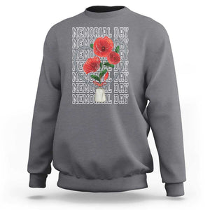 Decoration Day Sweatshirt Memorial Day Red Poppy Flower TS11 Charcoal Print Your Wear