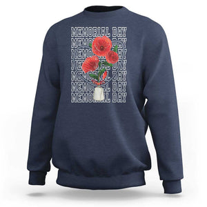 Decoration Day Sweatshirt Memorial Day Red Poppy Flower TS11 Navy Print Your Wear
