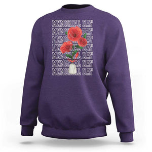 Decoration Day Sweatshirt Memorial Day Red Poppy Flower TS11 Purple Print Your Wear