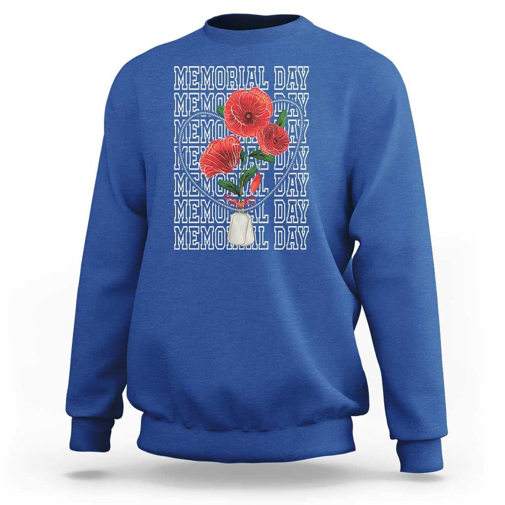 Decoration Day Sweatshirt Memorial Day Red Poppy Flower TS11 Royal Blue Print Your Wear