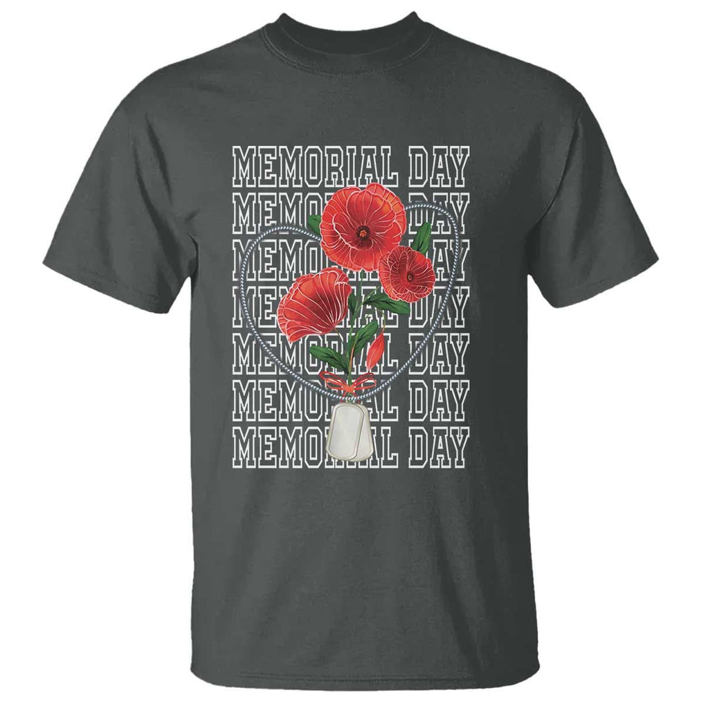 Decoration Day T Shirt Memorial Day Red Poppy Flower TS11 Dark Heather Print Your Wear