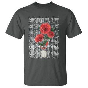 Decoration Day T Shirt Memorial Day Red Poppy Flower TS11 Dark Heather Print Your Wear