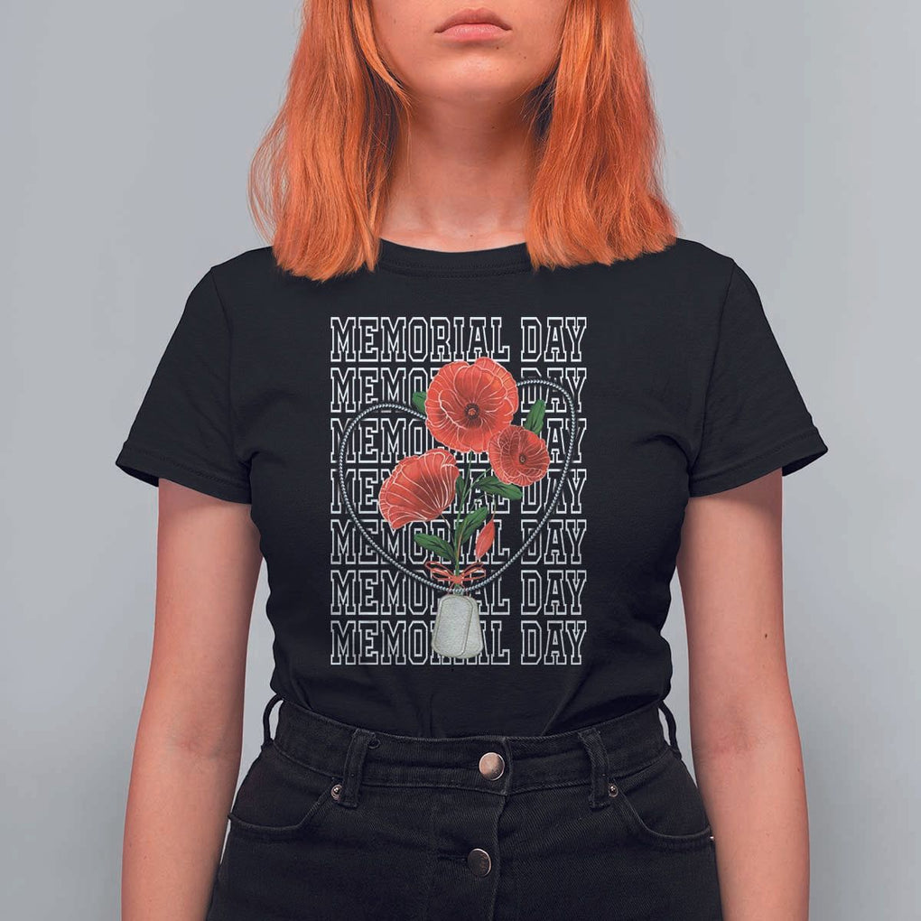 Decoration Day T Shirt For Women Memorial Day Red Poppy Flower TS11 Black Print Your Wear